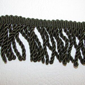 Dark Olive Green Shiny Bullion Fringe Trim - 4.8 metres